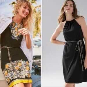 White House Black Market Reversible Floral and Black Halter Dress, Size M NWT